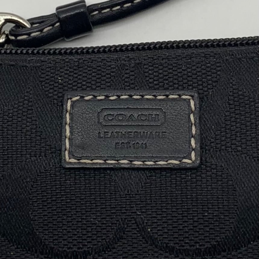 Coach Signature Black Jacquard Wristlet Mini Clutch