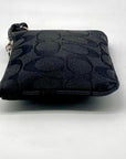 Coach Signature Black Jacquard Wristlet Mini Clutch