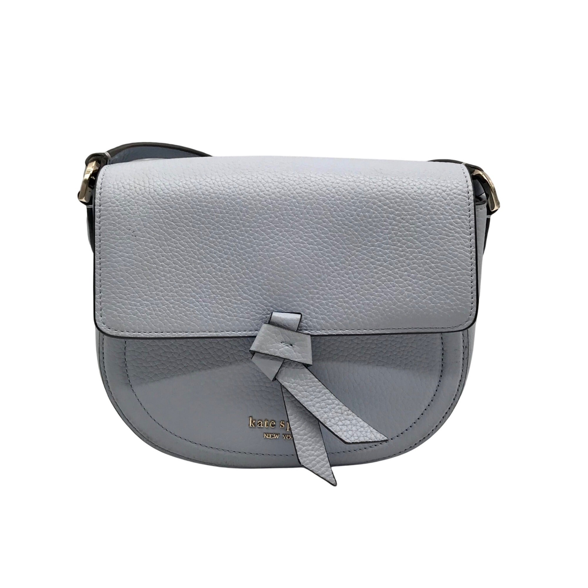 Kate Spade Blue Pebbled Leather Medium Knott Saddle Crossbody Bag