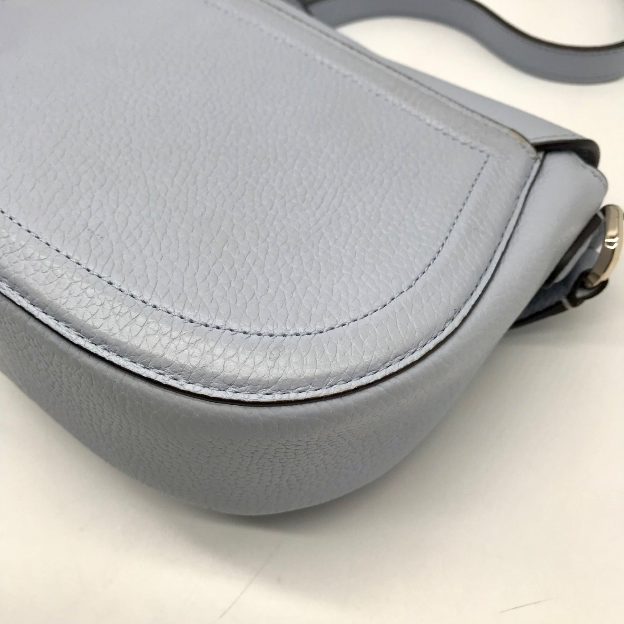 Kate Spade Blue Pebbled Leather Medium Knott Saddle Crossbody Bag