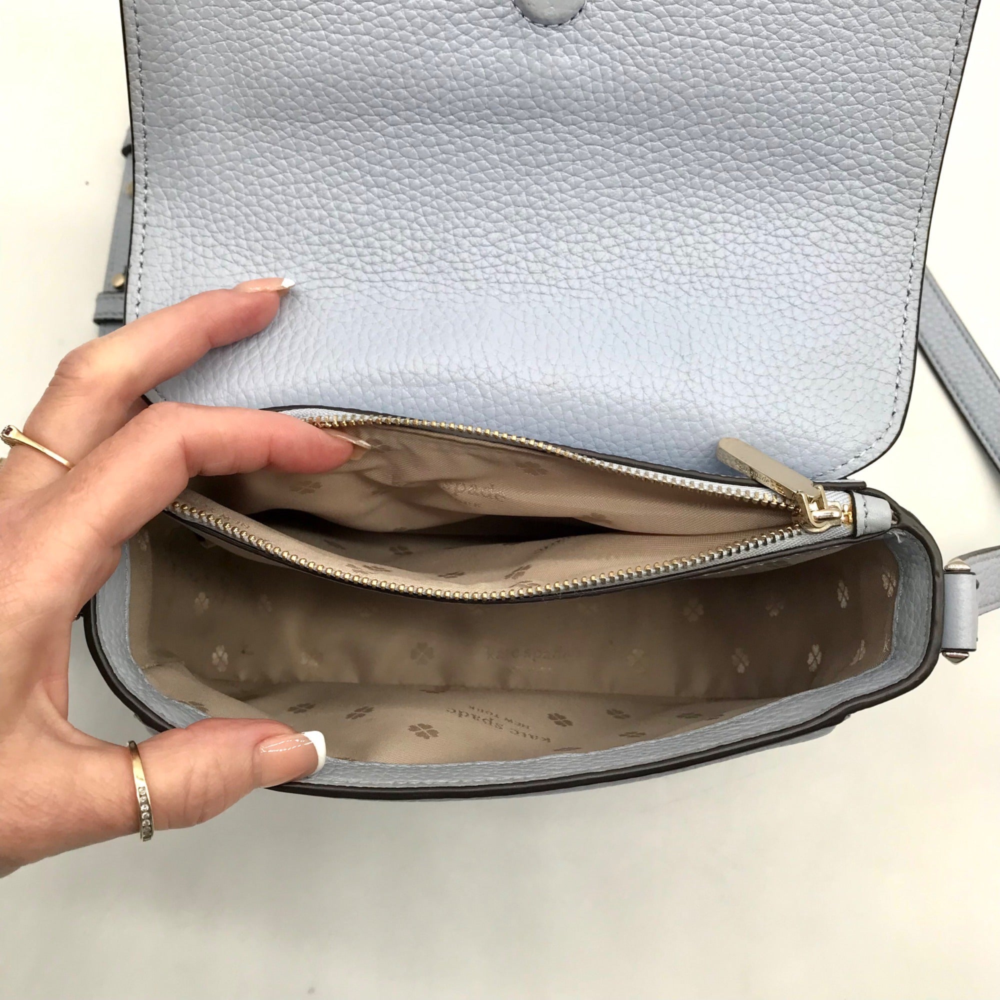 Kate Spade Blue Pebbled Leather Medium Knott Saddle Crossbody Bag