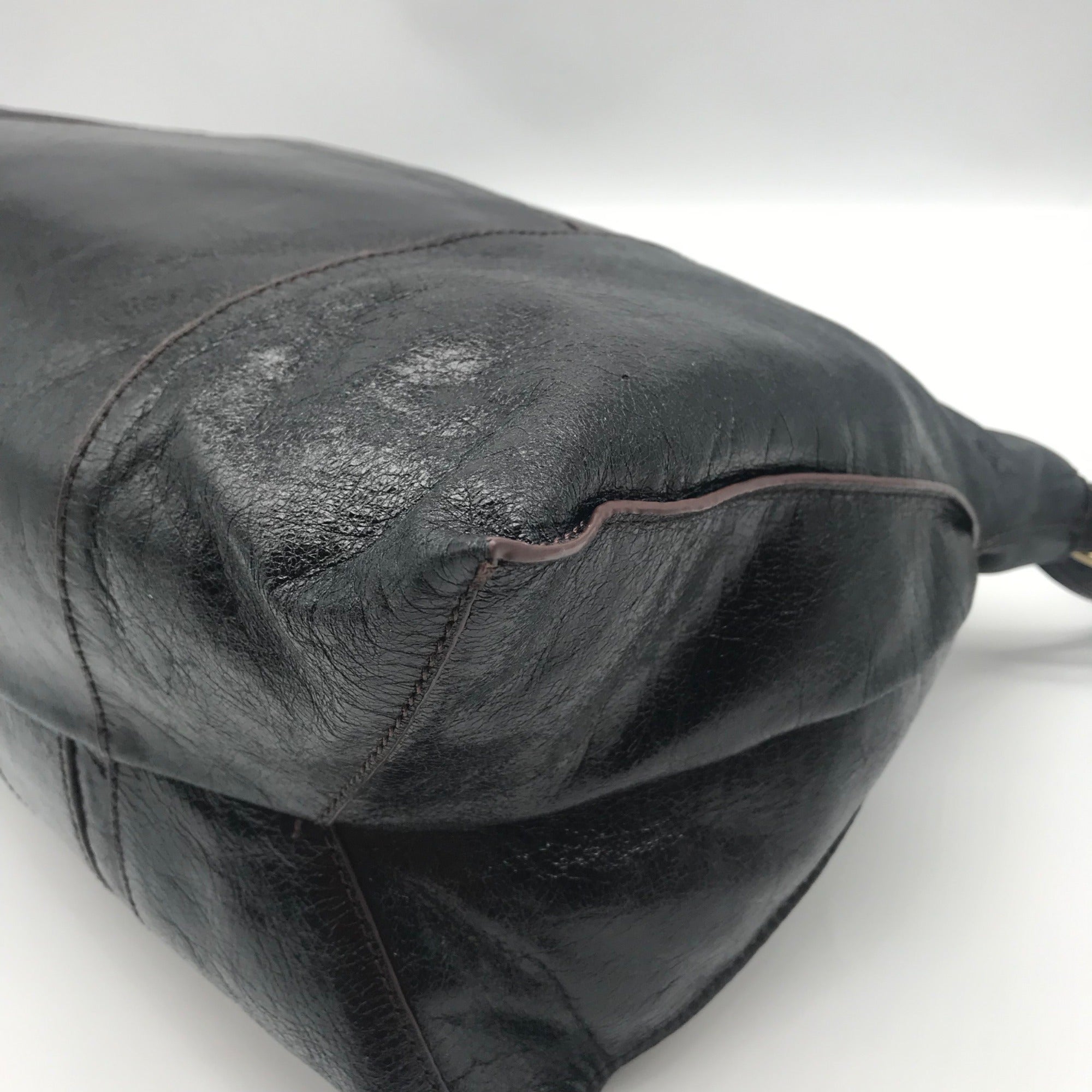 HOBO Black Distressed Leather Shoulder Bag