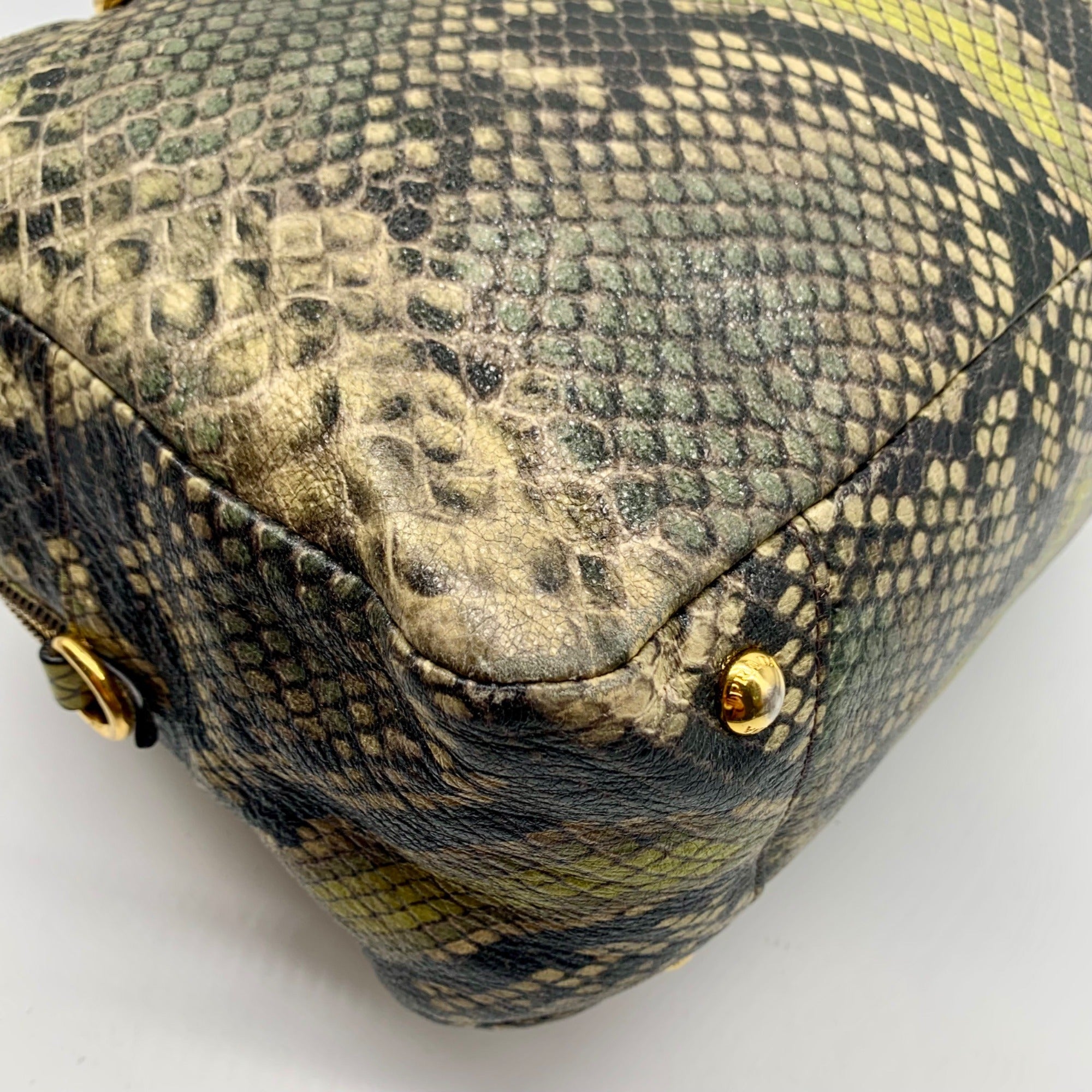 Prada Cervo Lux Printed Snakeskin Leather Tote