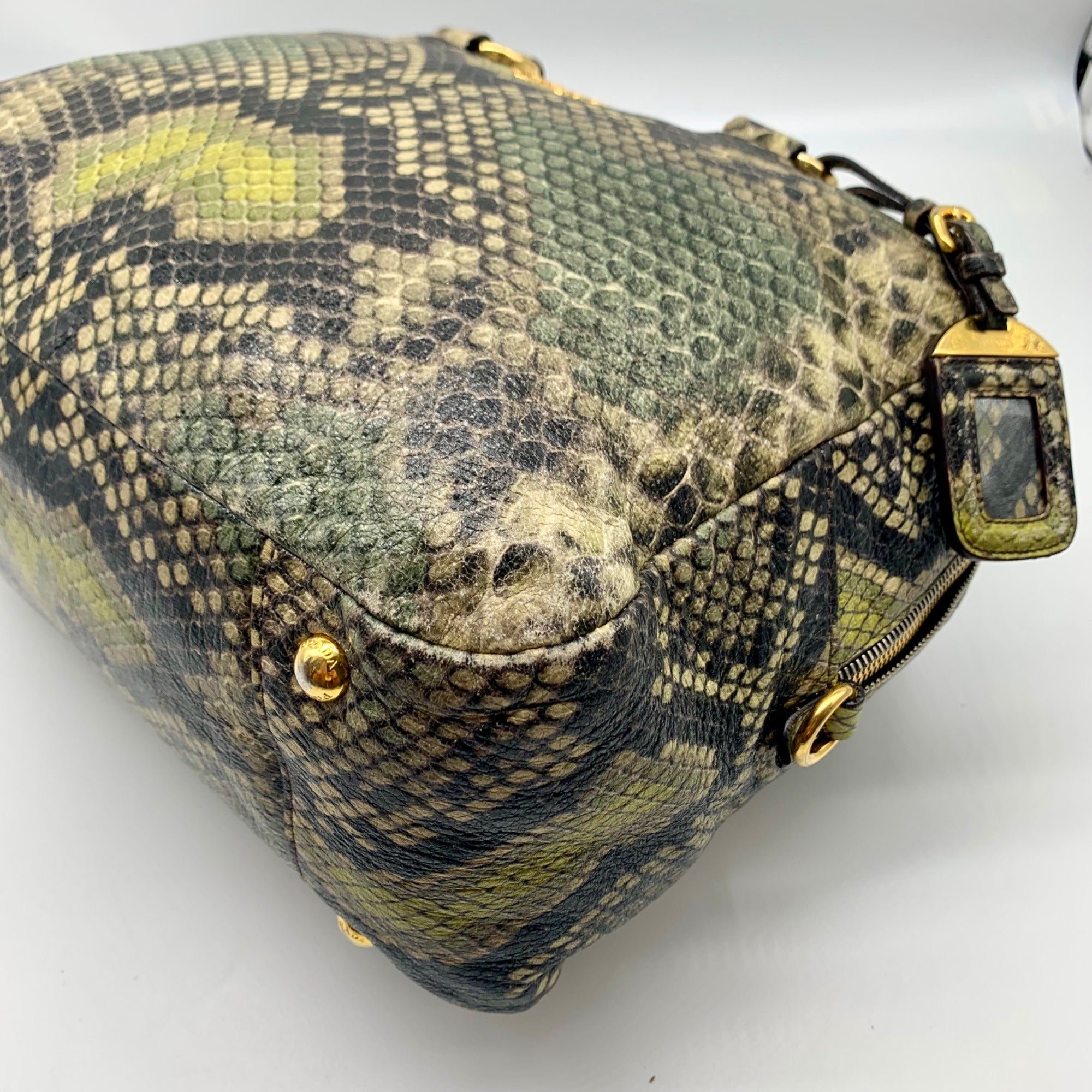 Prada Cervo Lux Printed Snakeskin Leather Tote