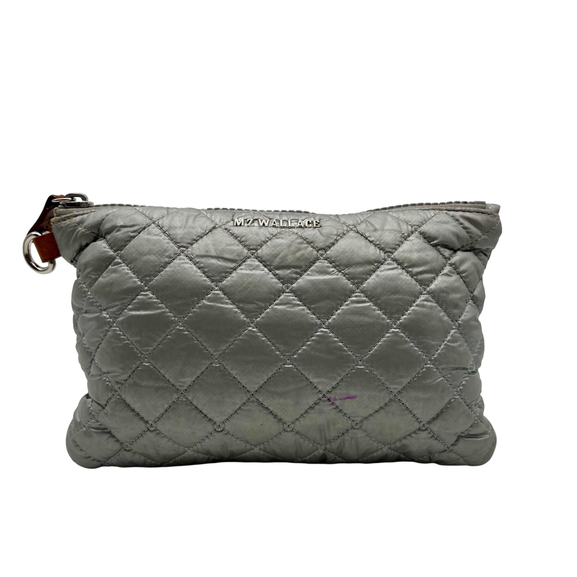 MZ Wallace Metallic Silver Metro Pouch 