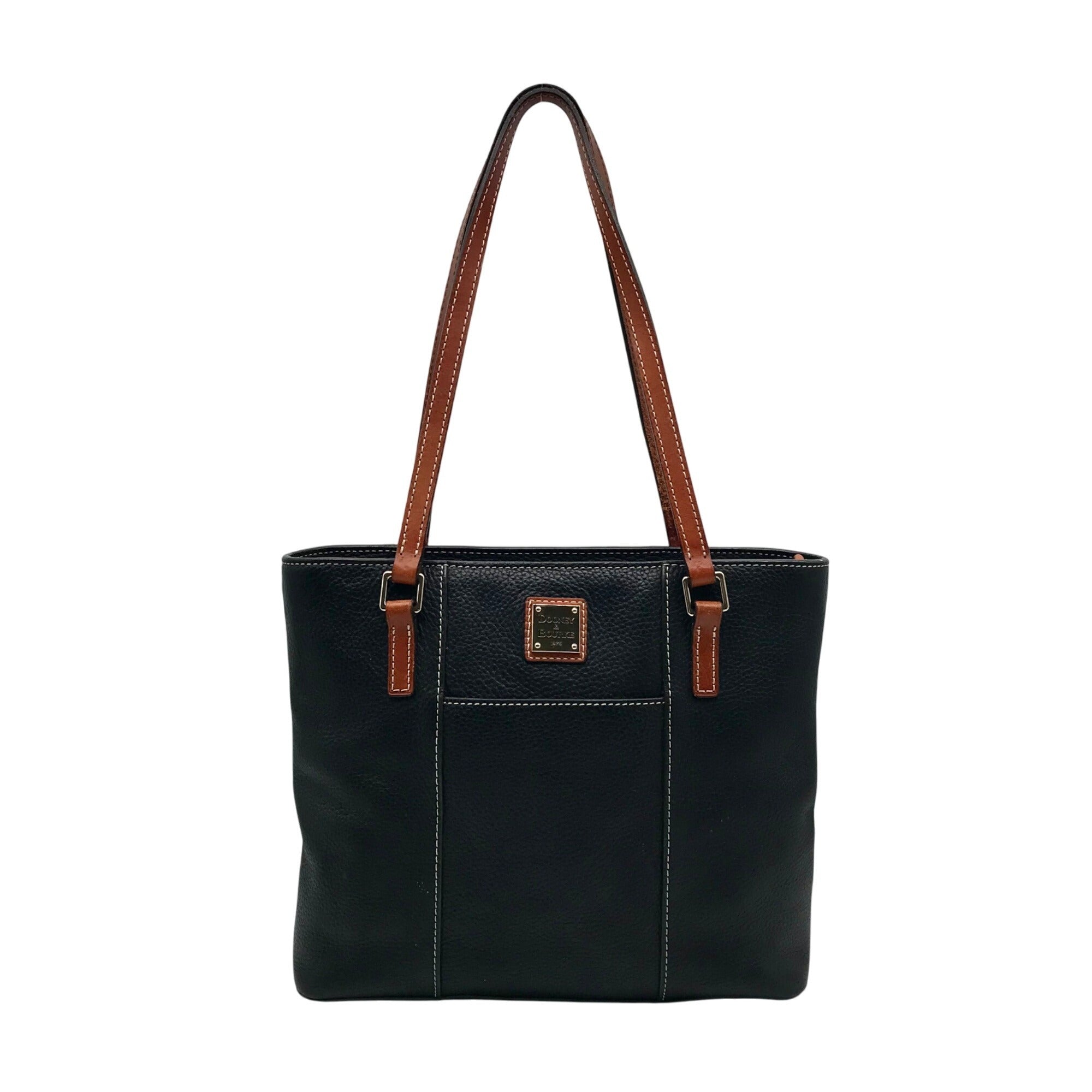 Dooney &amp; Bourke Black Pebbled Leather Small Lexington Tote Bag