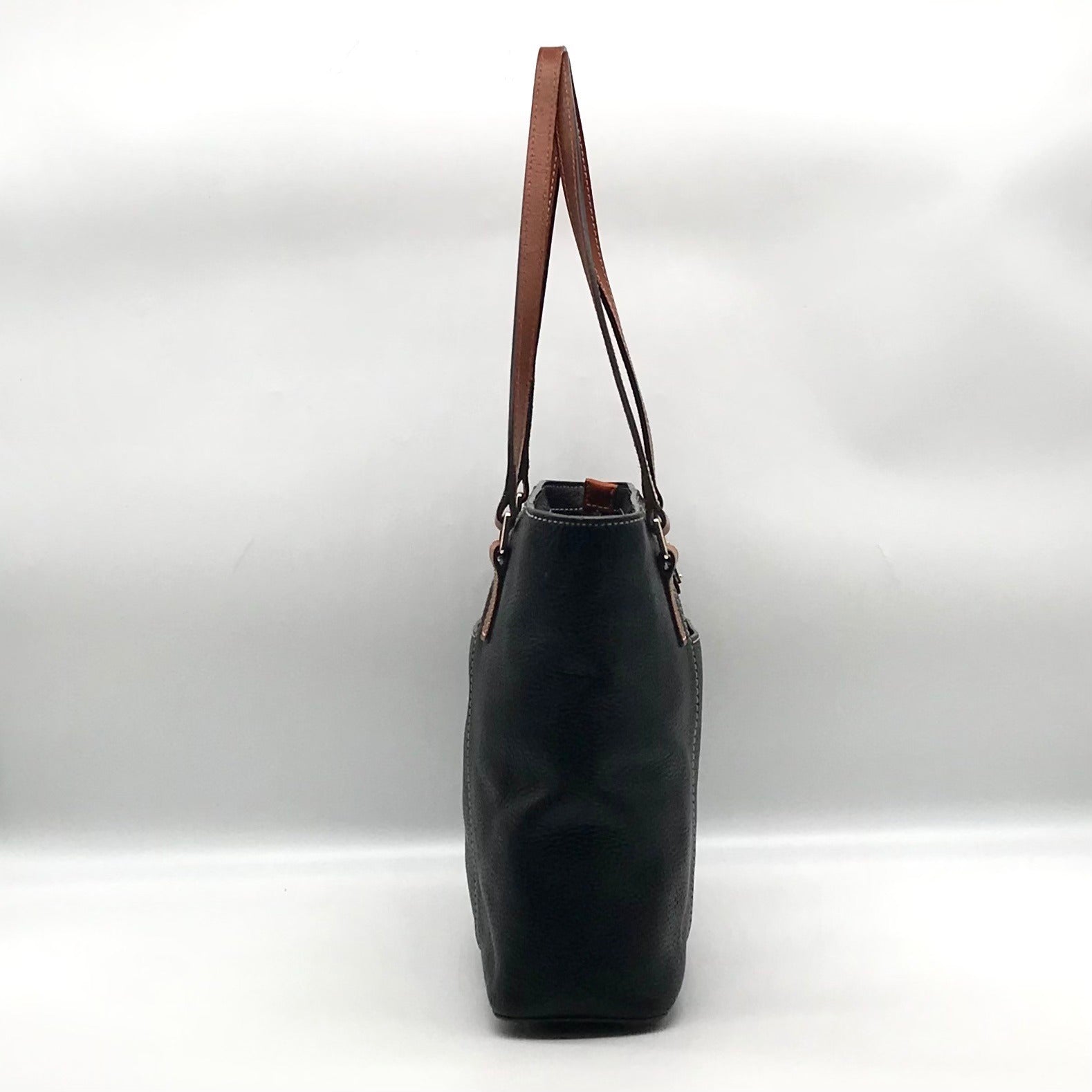 Dooney &amp; Bourke Black Pebbled Leather Small Lexington Tote Bag