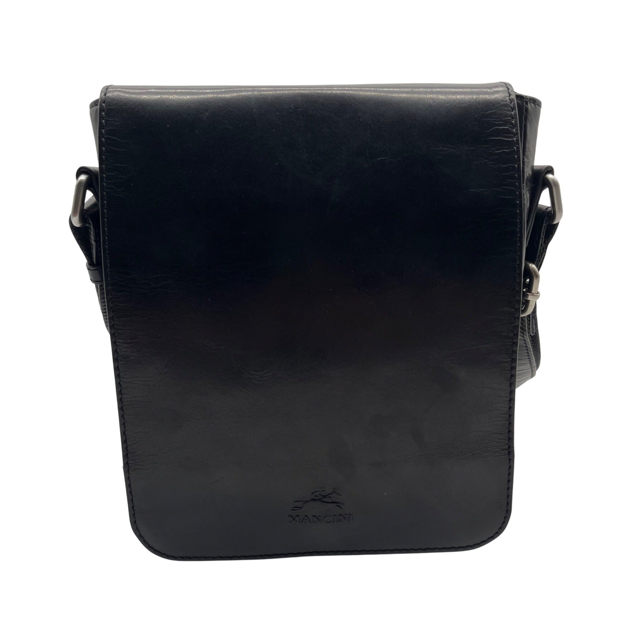 Mancini Black Leather Crossbody Bag