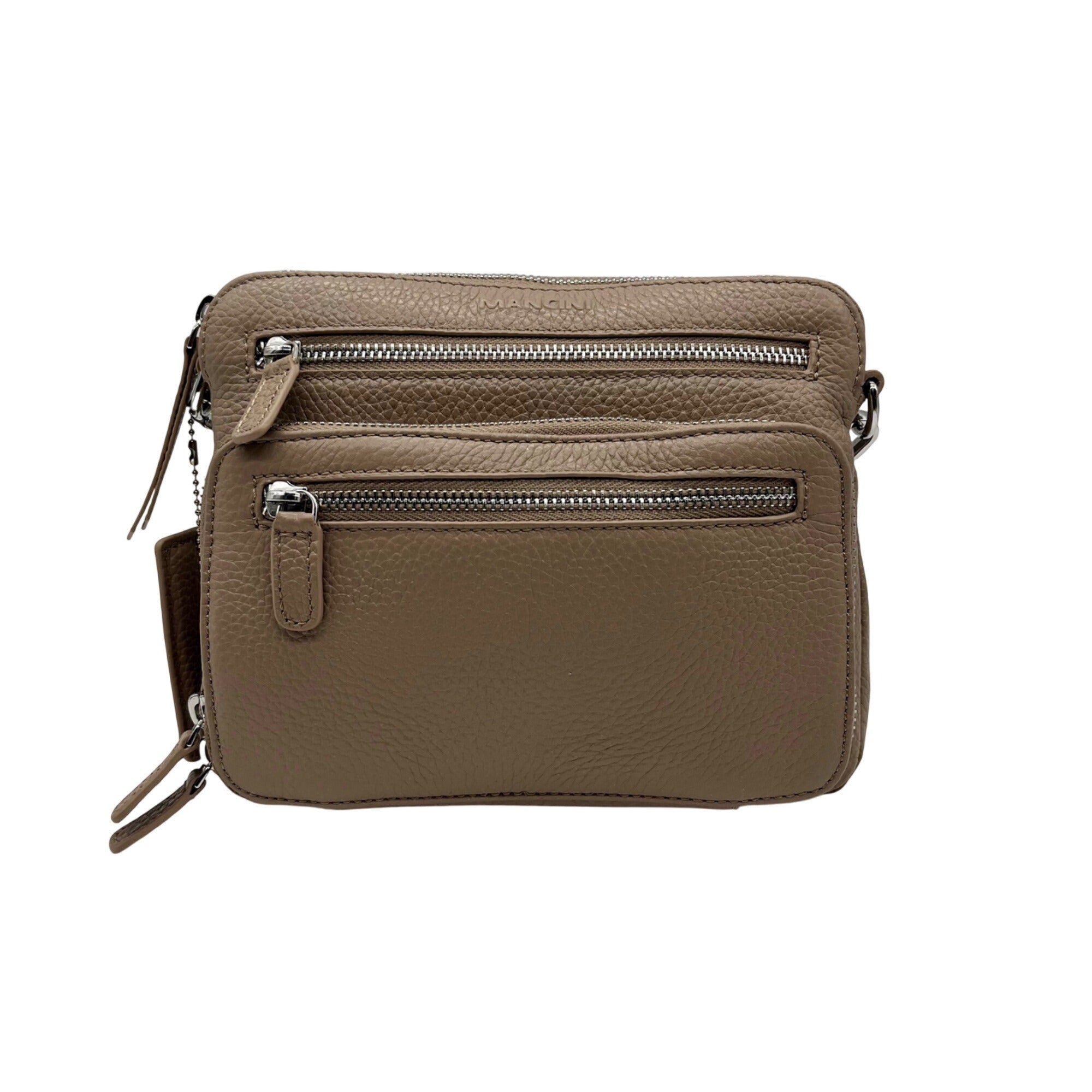 Mancini Brown Leather Crossbody Bag