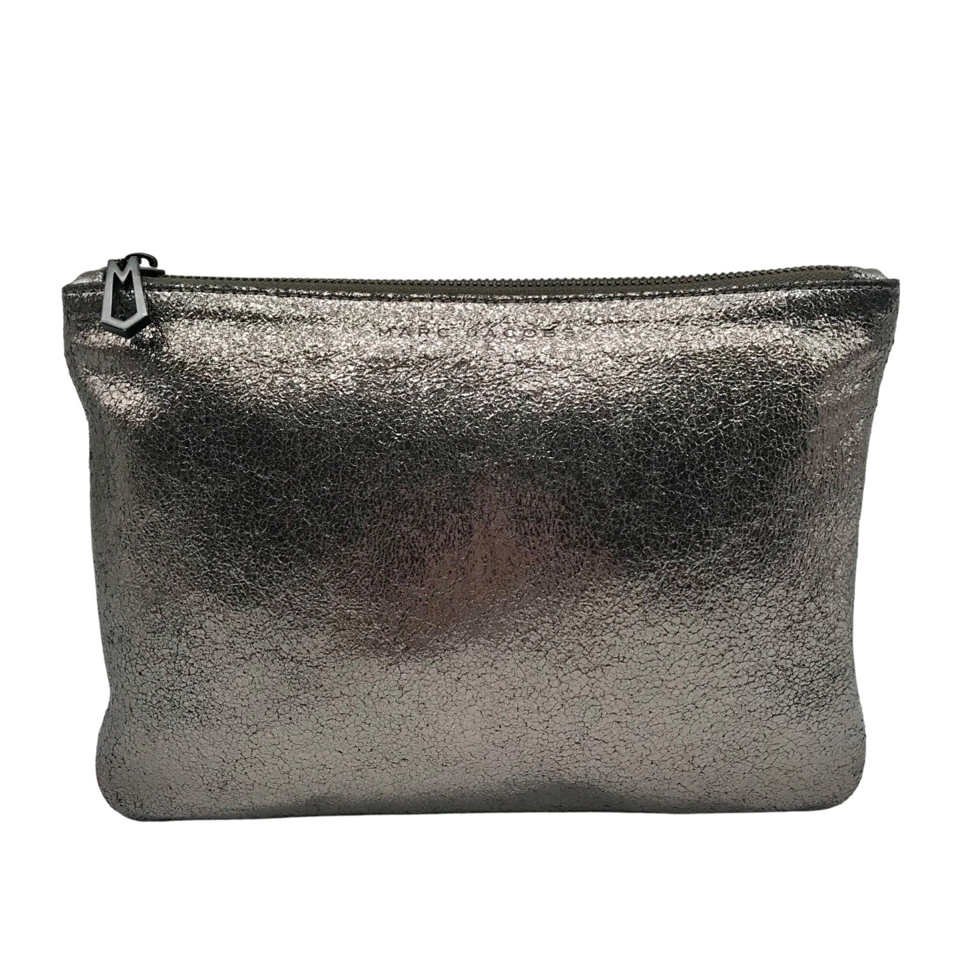 Marc Jacobs Dark Glossy Gray Zip Pouch 