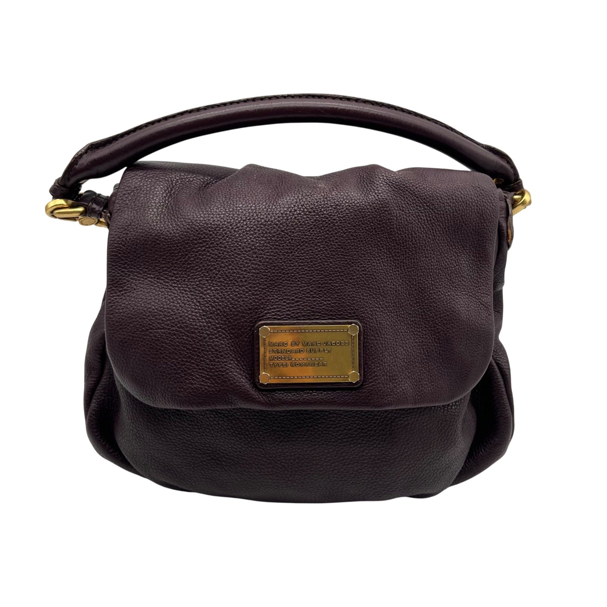 Marc Jacobs Deep Plum Pebbled Leather Hobo Shoulder Bag