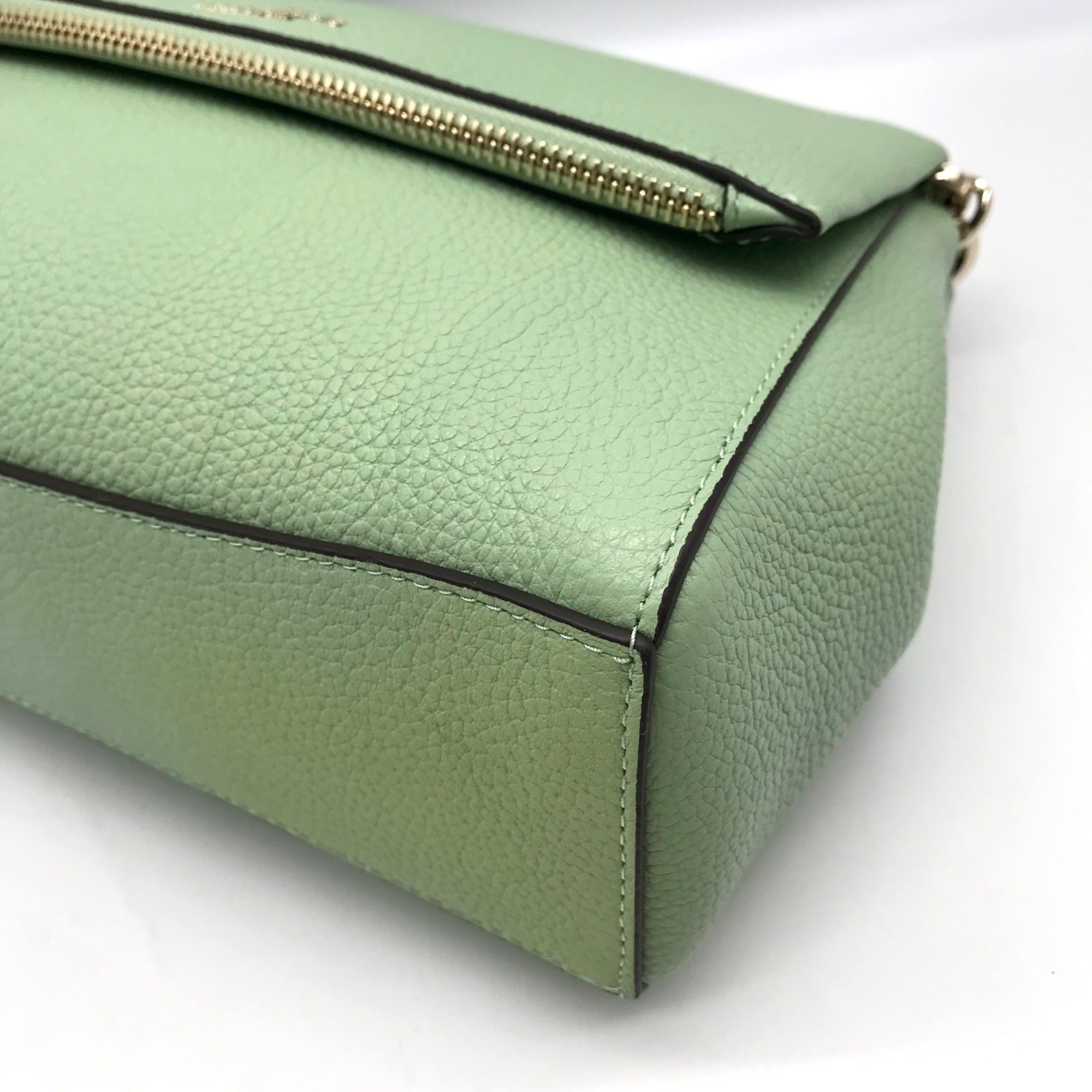 Kate Spade Mint Green Pebbled Leather Leila Medium Flap Satchel Bag