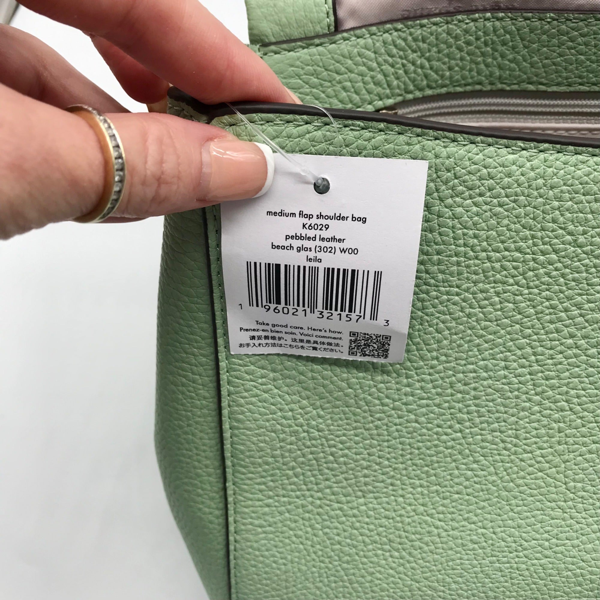 Kate Spade Mint Green Pebbled Leather Leila Medium Flap Satchel Bag