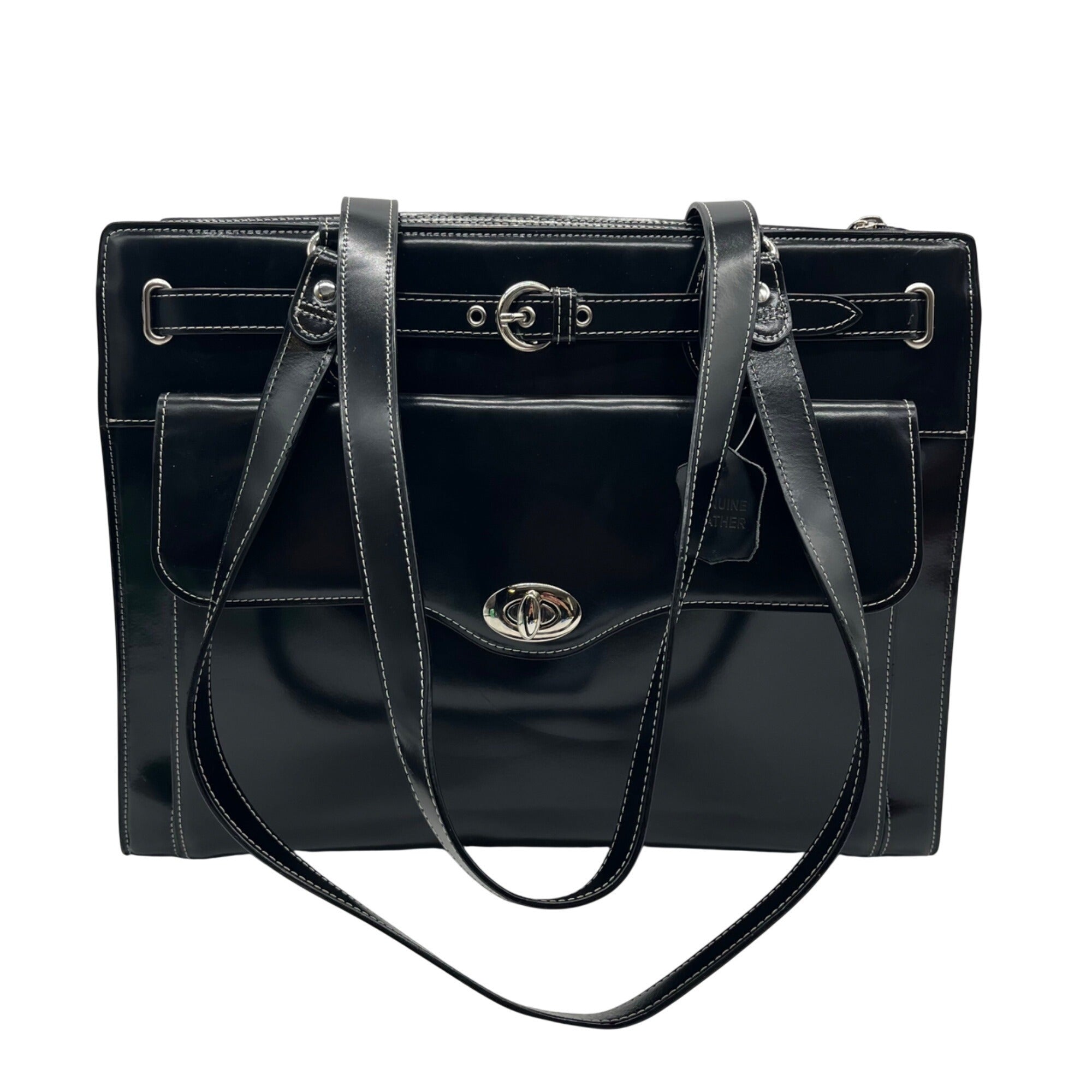 McKlein Joilet Black Leather Laptop Tote