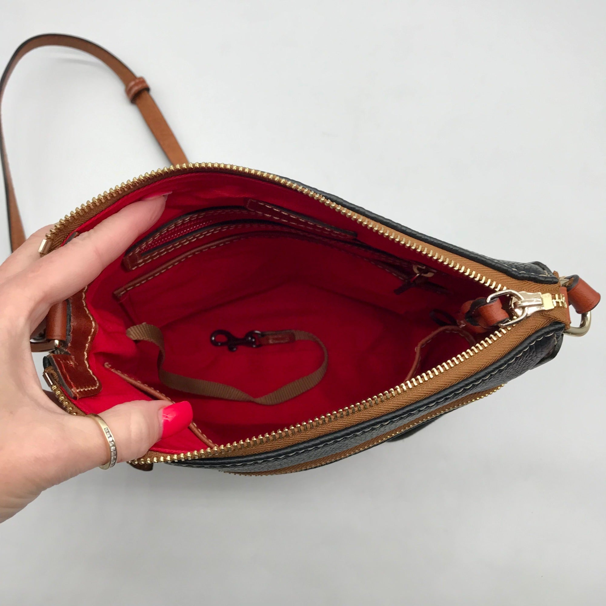 Dooney &amp; Bourke Black Pebbled Grain Leather Crossbody Bag