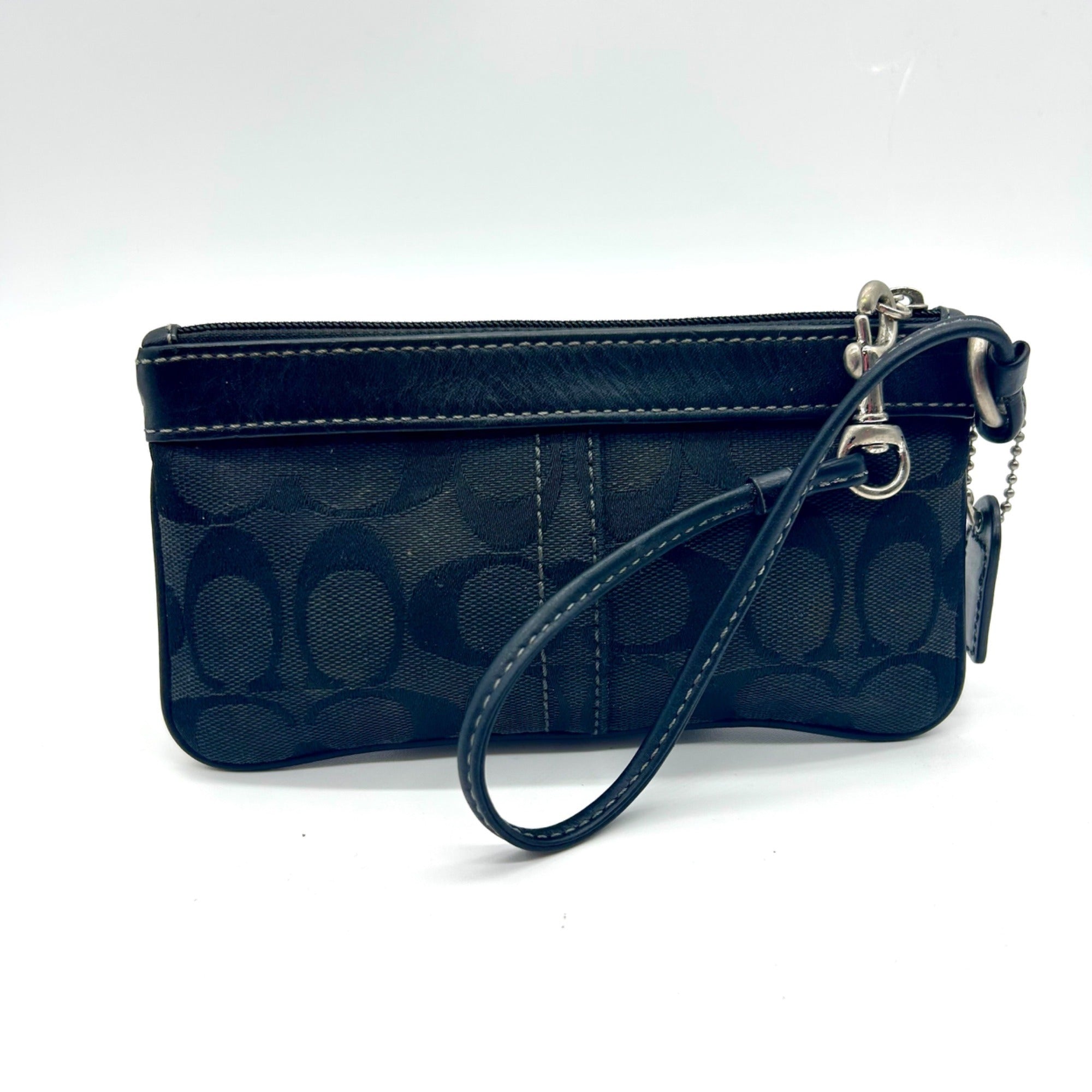 Coach Black Signature Canvas Small Wristlet Wallet
