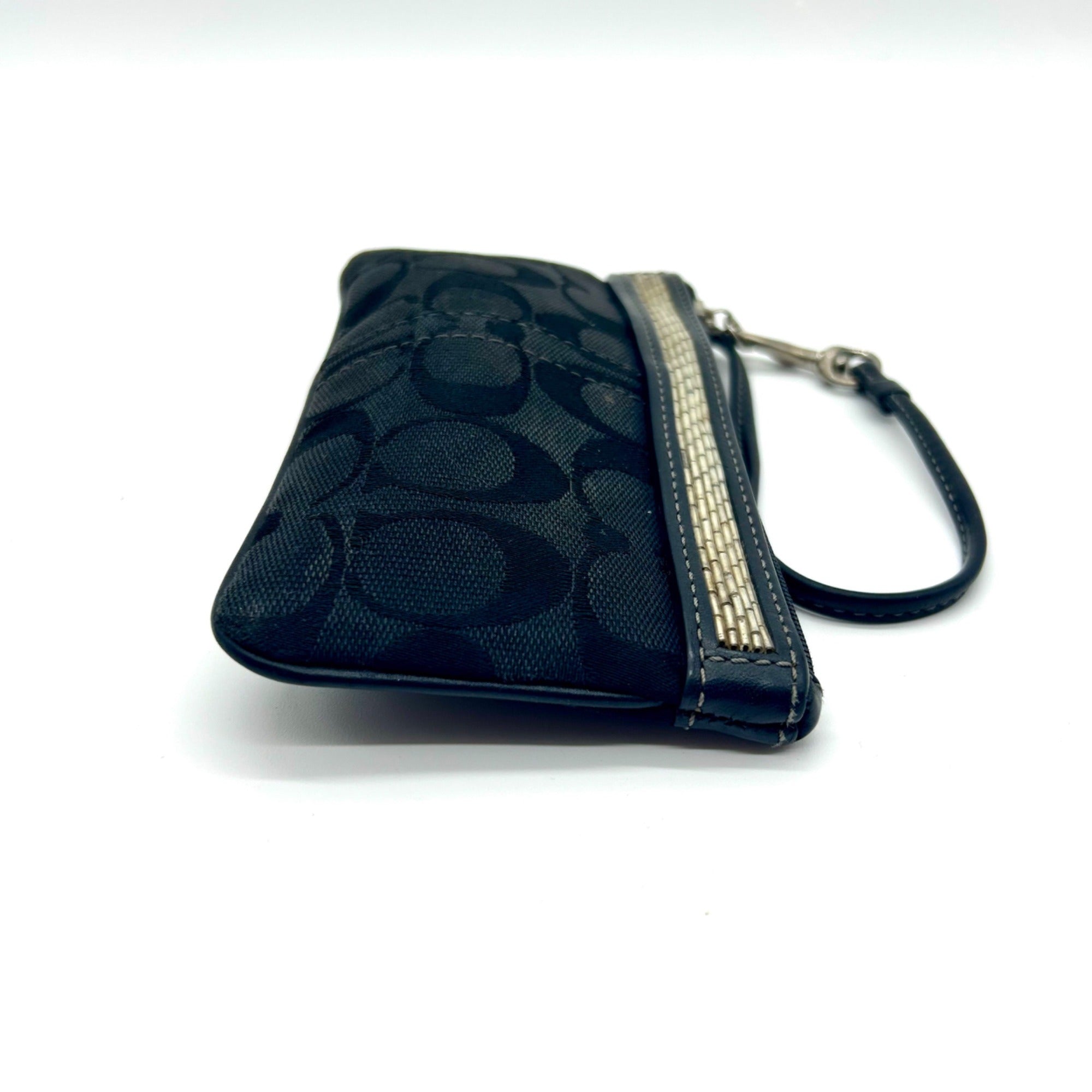 Coach Black Signature Canvas Small Wristlet Wallet