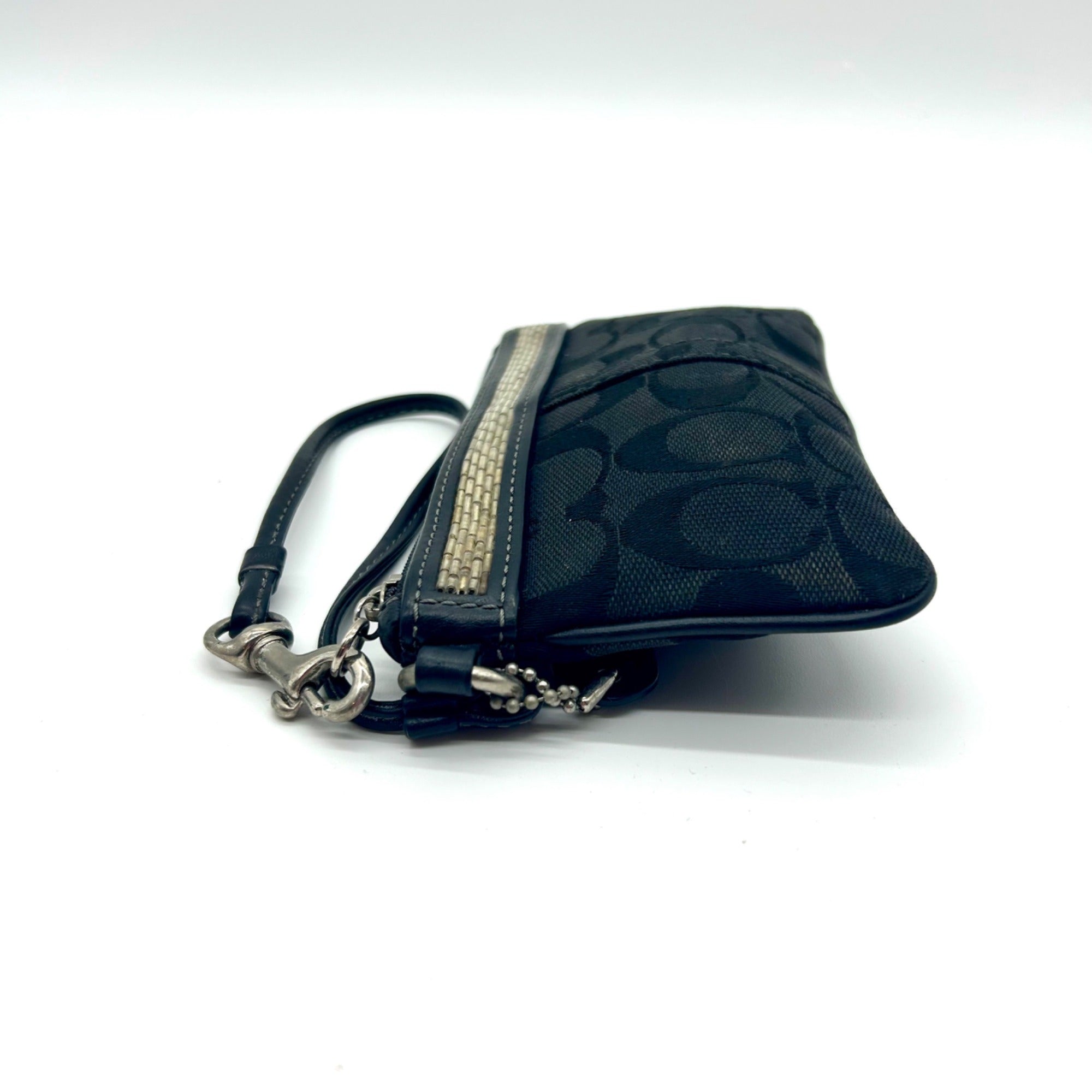 Coach Black Signature Canvas Small Wristlet Wallet