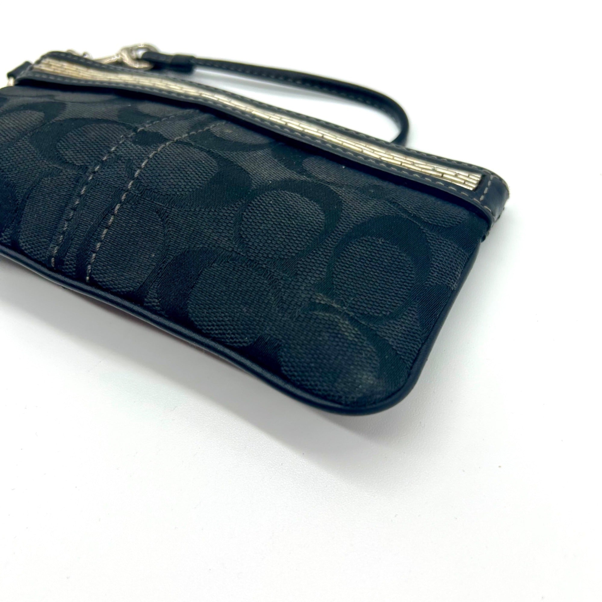 Coach Black Signature Canvas Small Wristlet Wallet
