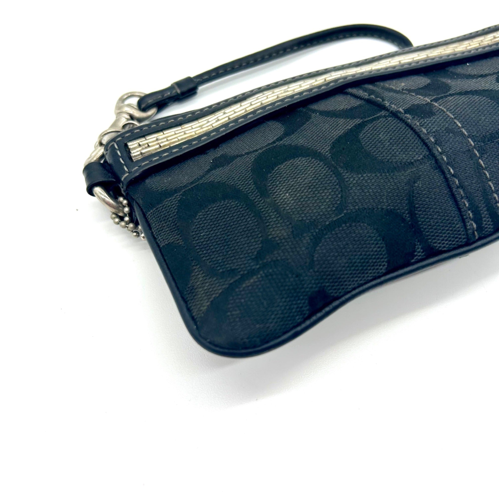Coach Black Signature Canvas Small Wristlet Wallet