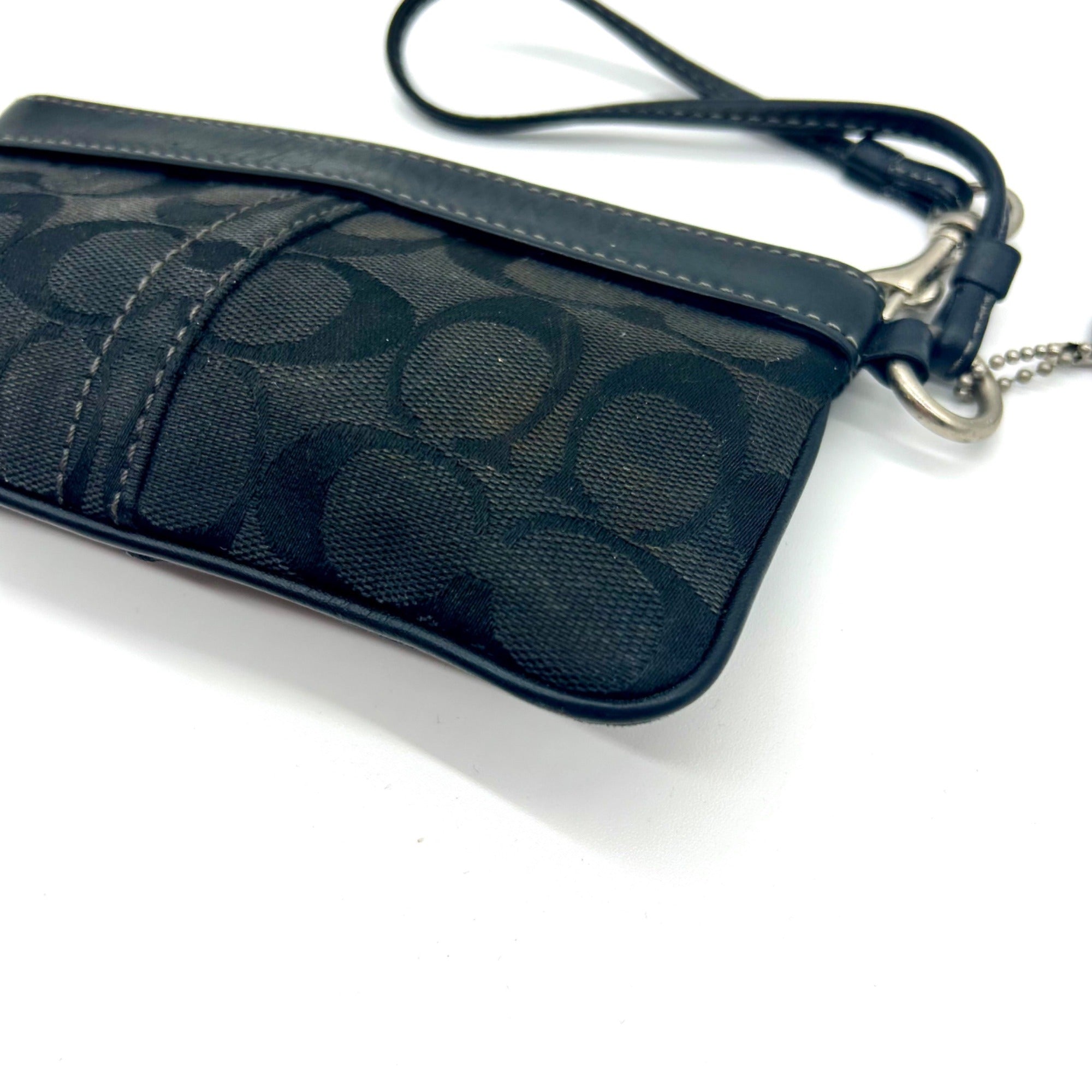Coach Black Signature Canvas Small Wristlet Wallet
