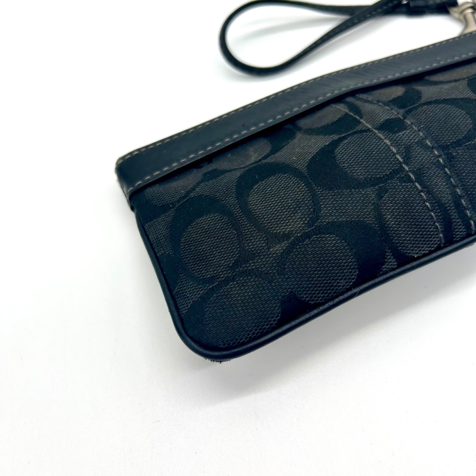 Coach Black Signature Canvas Small Wristlet Wallet