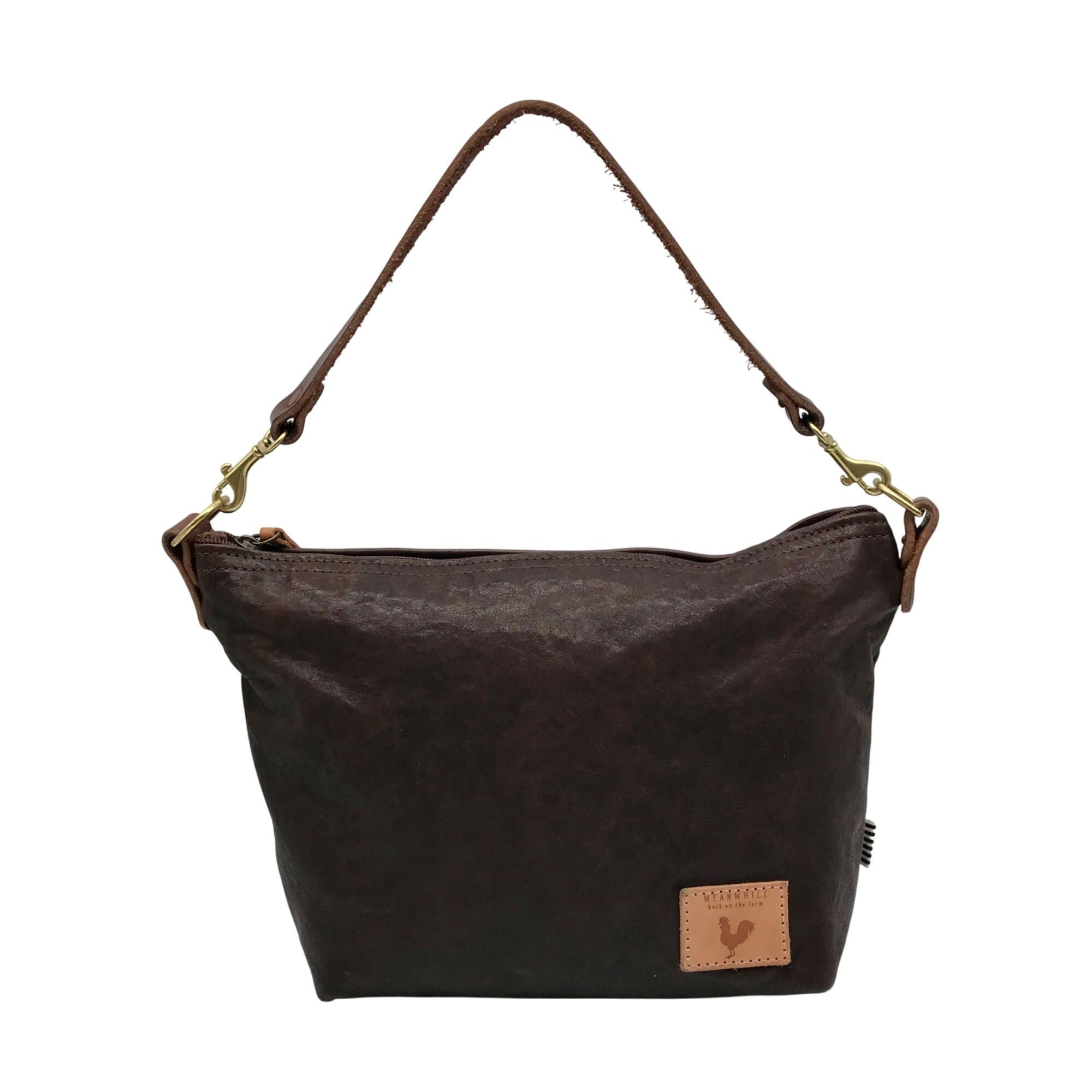 Meanwhile Back On The Farm Mocha Tuscan Leather Midi Hobo Bag 