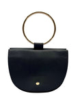 Melie Bianco Black Vegan Leather Felix Ring Crossbody Bag