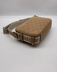 Michael Kors Camel Monogram Canvas Cotton Maeve Large Pocket Crossbody Bag - NWT