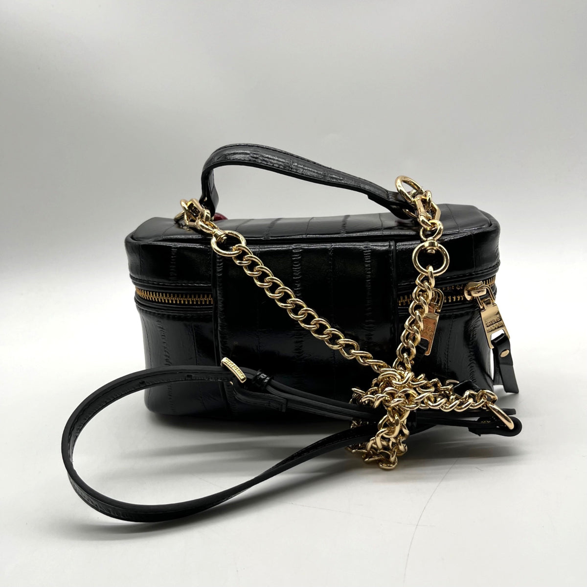 Steve Madden Black Faux Leather Bherra Vanity Bag