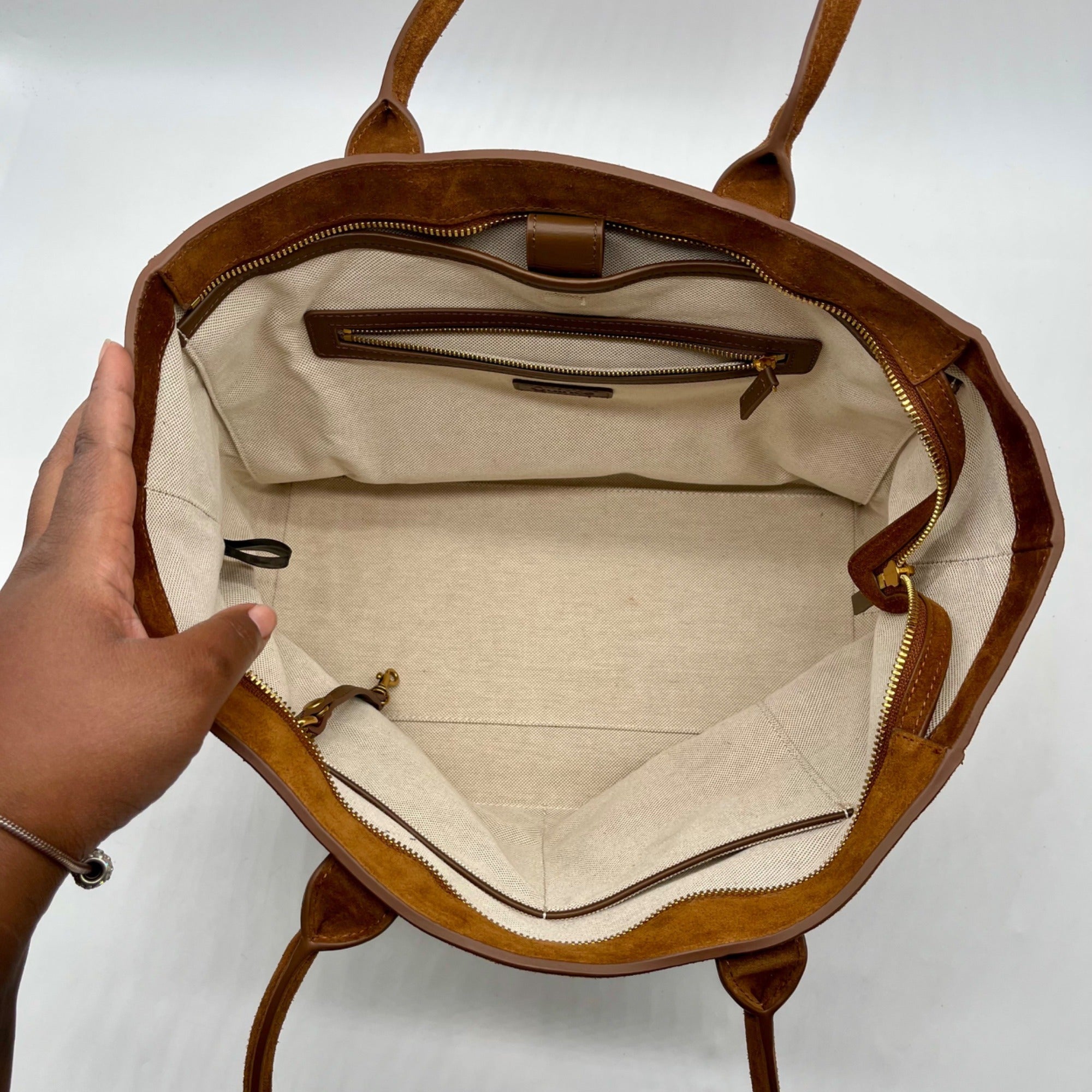 Quince Women's Brown Italian Suede Shopper Tote Bag