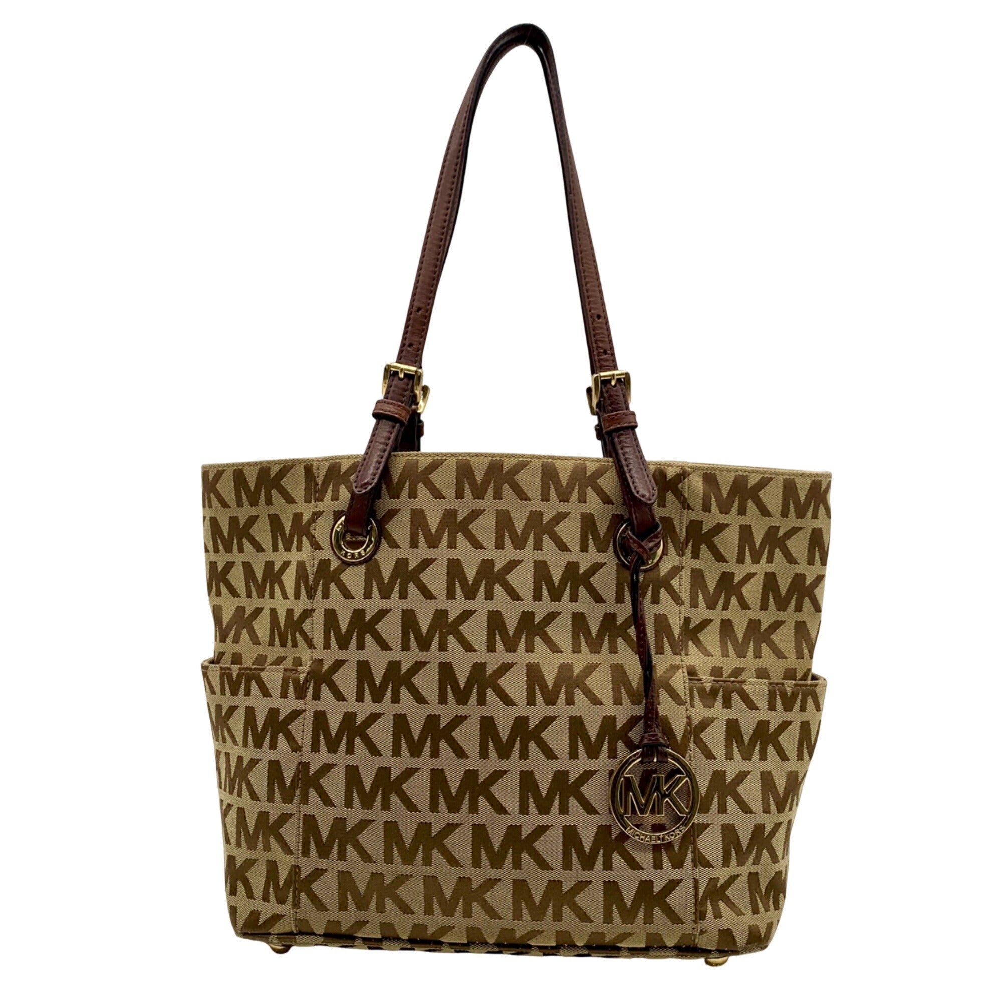 Michael Kors Beige Jet Set Signature Jacquard Tote Bag