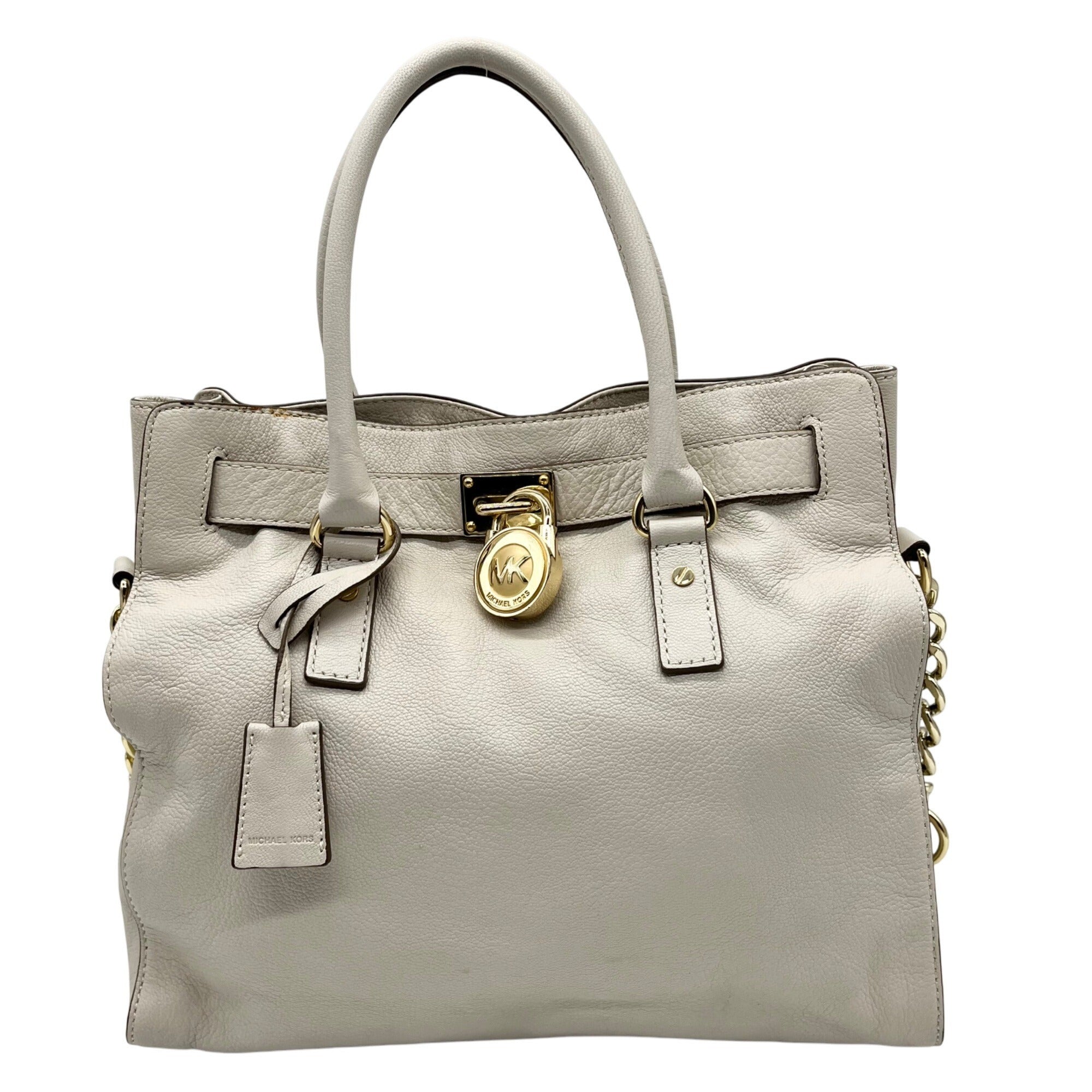 Michael Kors Beige Leather Hamilton Tote Bag