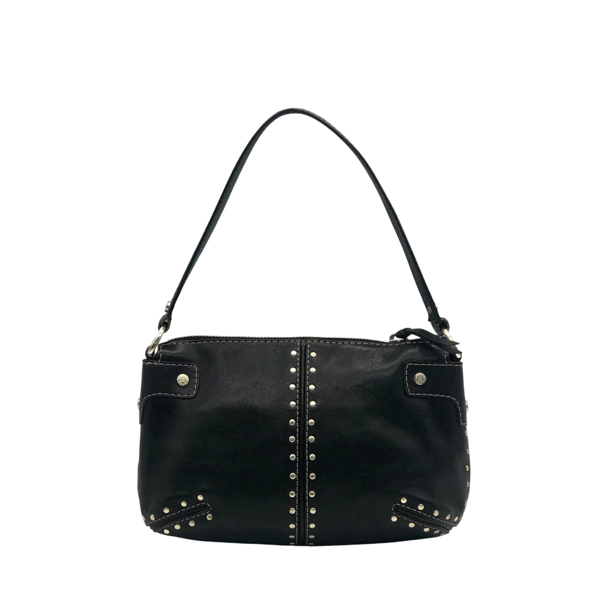 Michael Kors Black Leather And Silver Studded Shoulder Bag