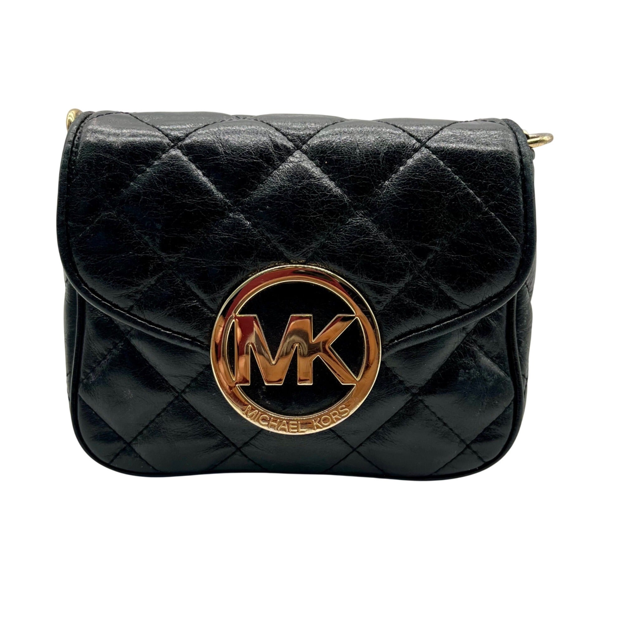 Michael Kors Black Leather Fulton Crossbody Bag