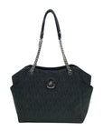 Michael Kors Black Monogram Coated Canvas Jet Set Chain Tote Bag