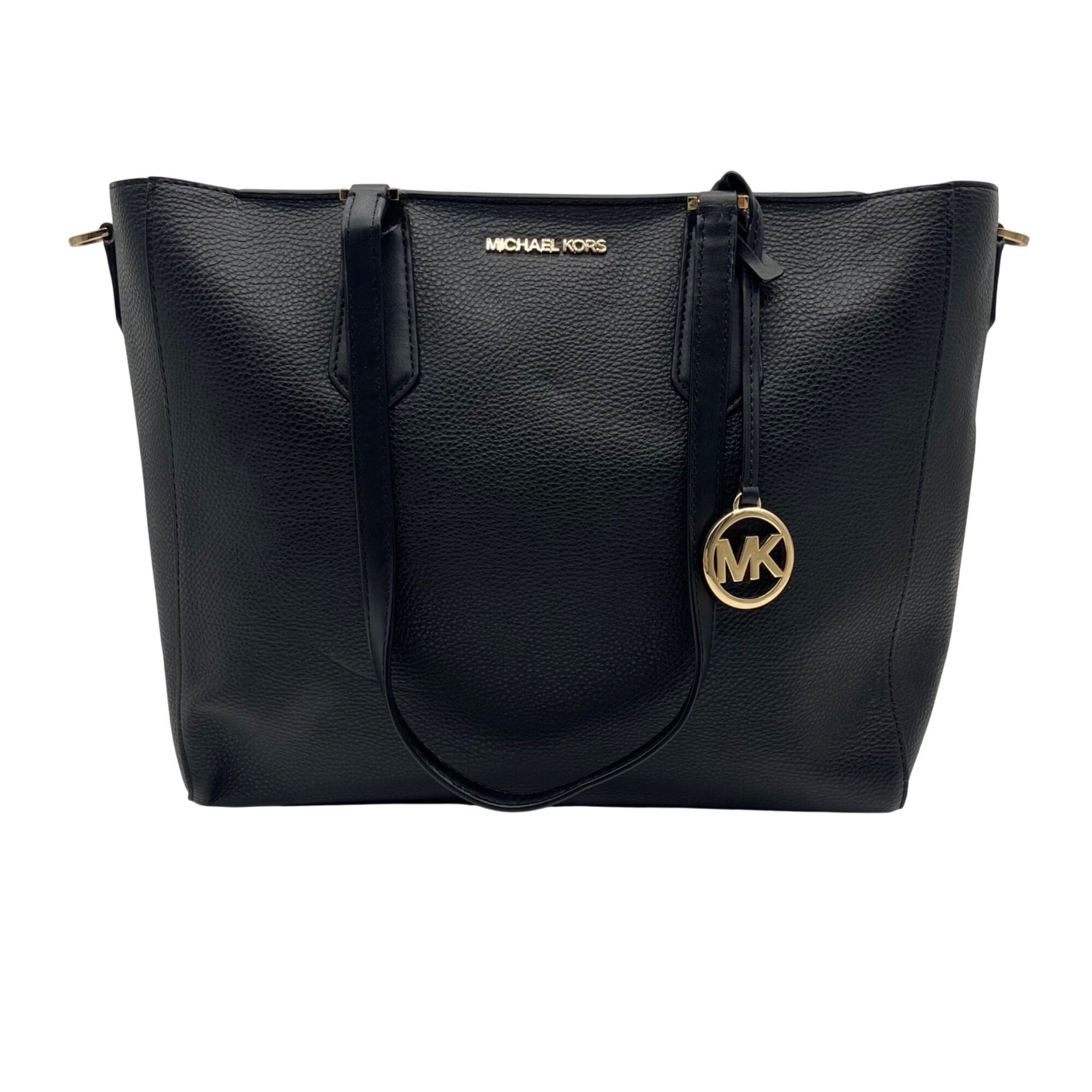 Michael Kors Black Pebbled Leather Kimberly Large Tote Bag