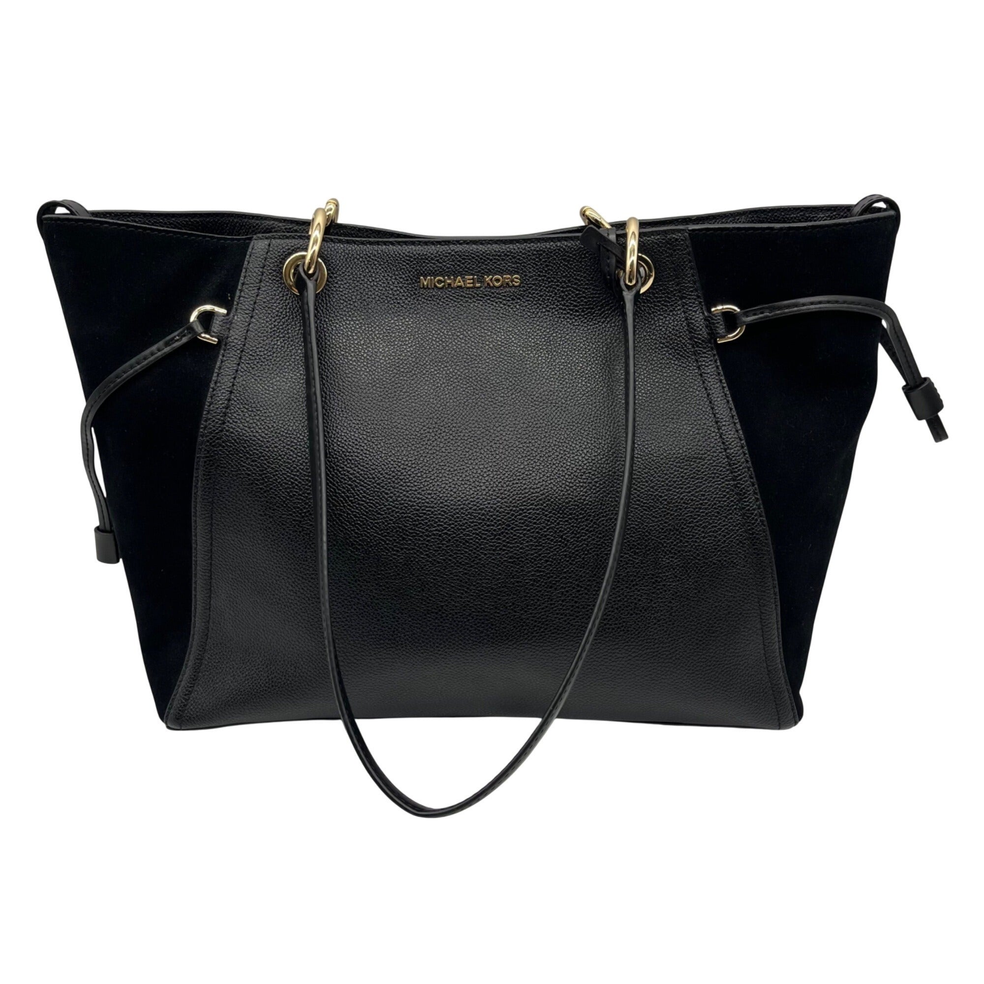 Michael Kors Black Pebbled Leather &amp; Suede Shoulder Bag