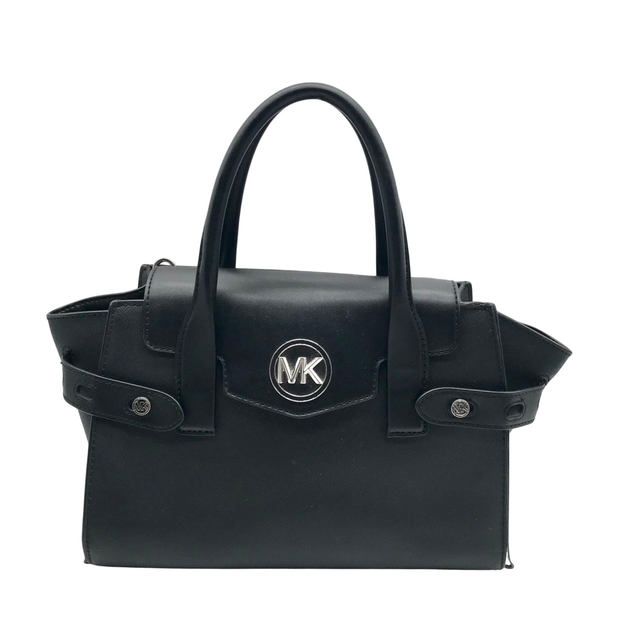 Michael Kors Black Saffiano Leather Carmen Convertible Satchel With Matching Wallet