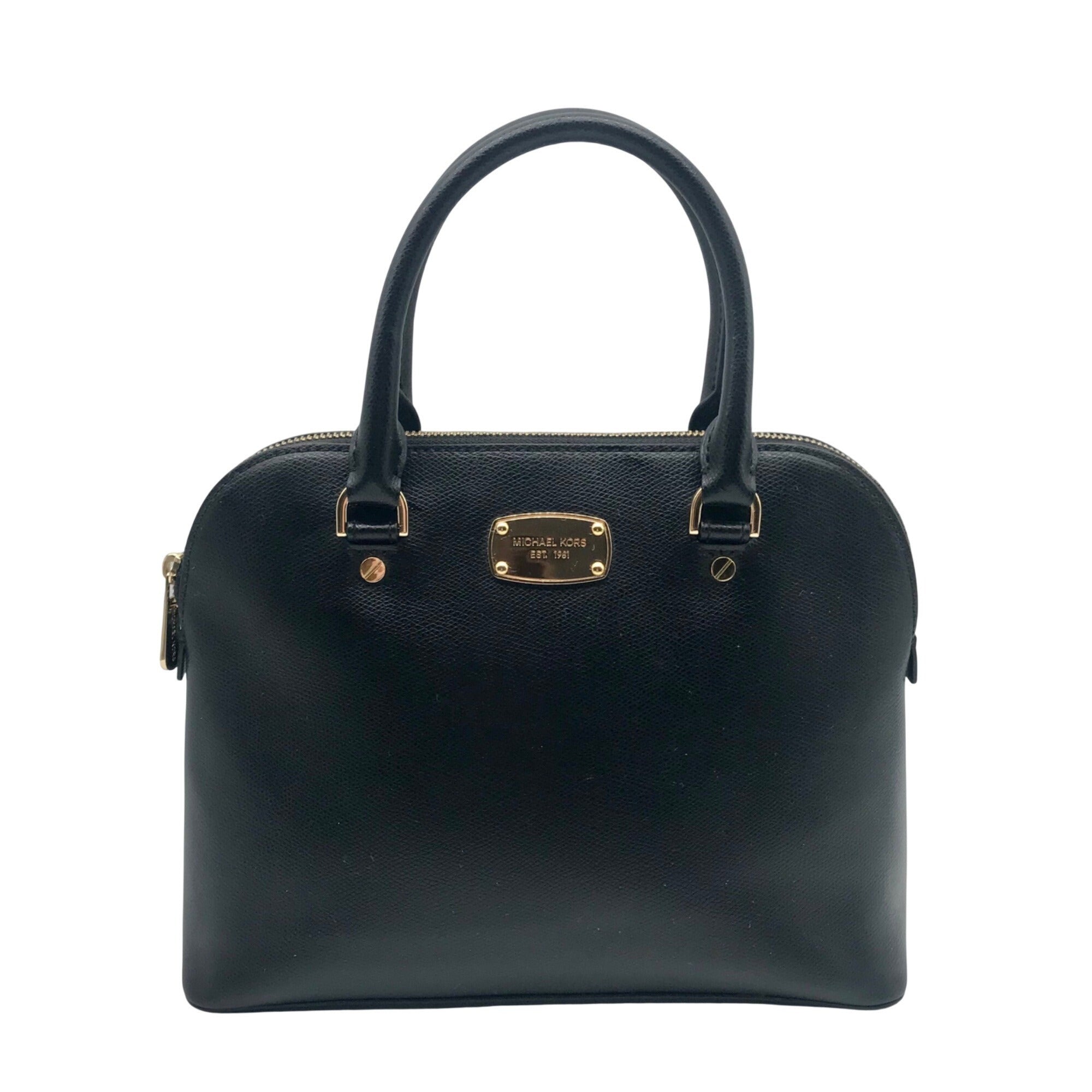 Michael Kors Black Saffiano Leather Cindy Dome Satchel