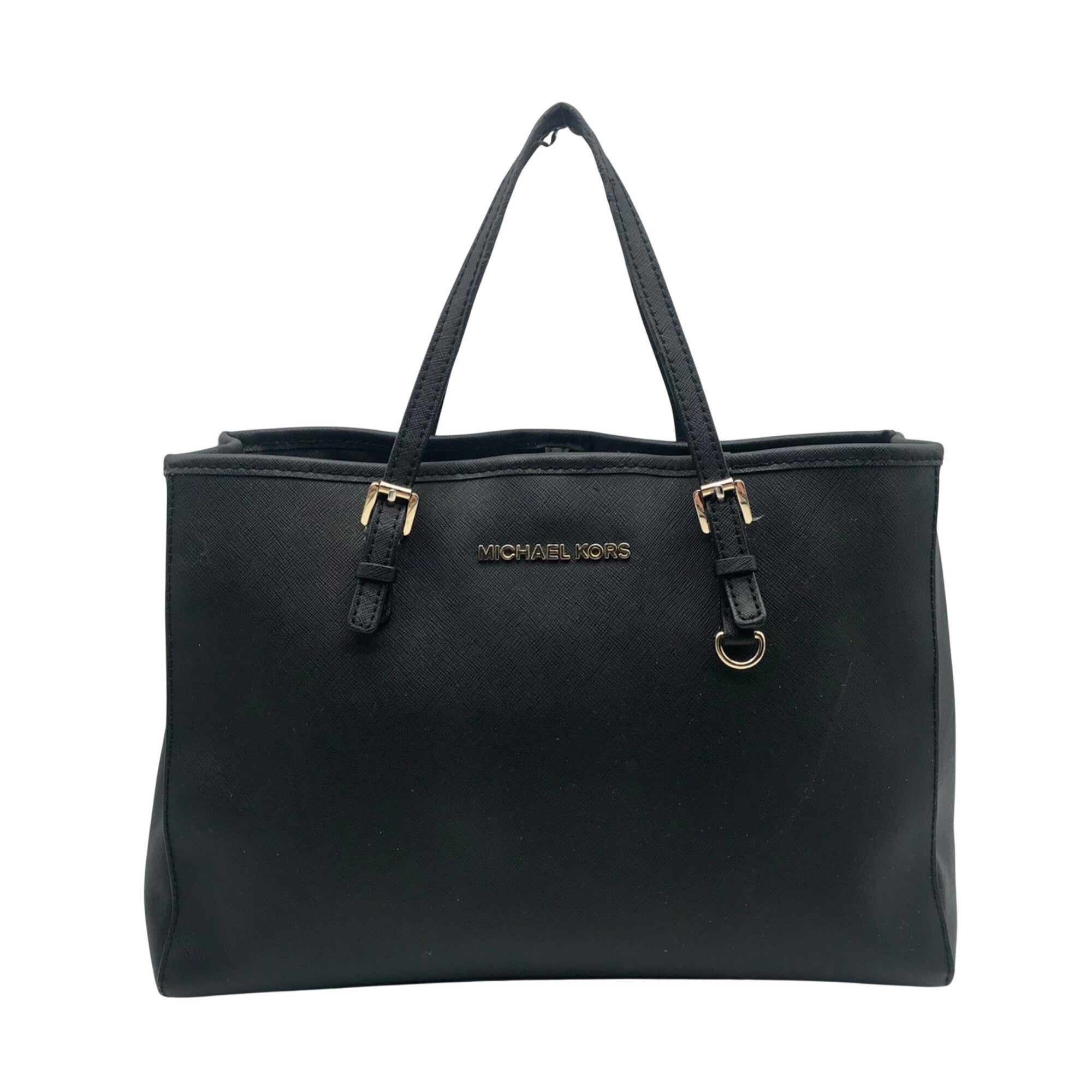 Michael Kors Black Saffiano Leather Jet Set Large Shoulder Bag