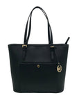 Michael Kors Black Saffiano Leather Large Jet Set Snap Pocket Tote Bag  