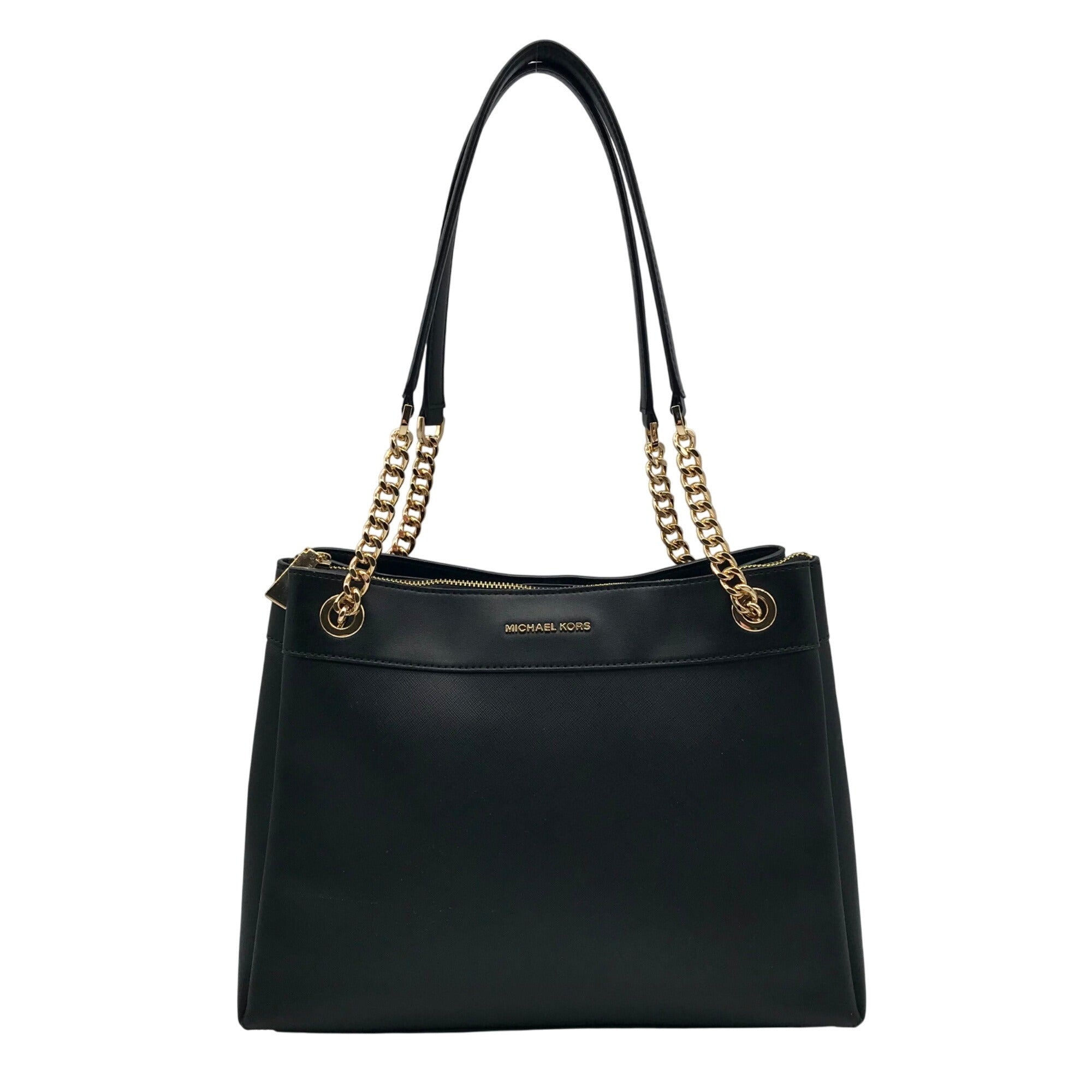 Michael Kors Black Saffiano Leather Lori Chain Tote Bag 