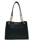 Michael Kors Black Saffiano Leather Lori Chain Tote Bag 