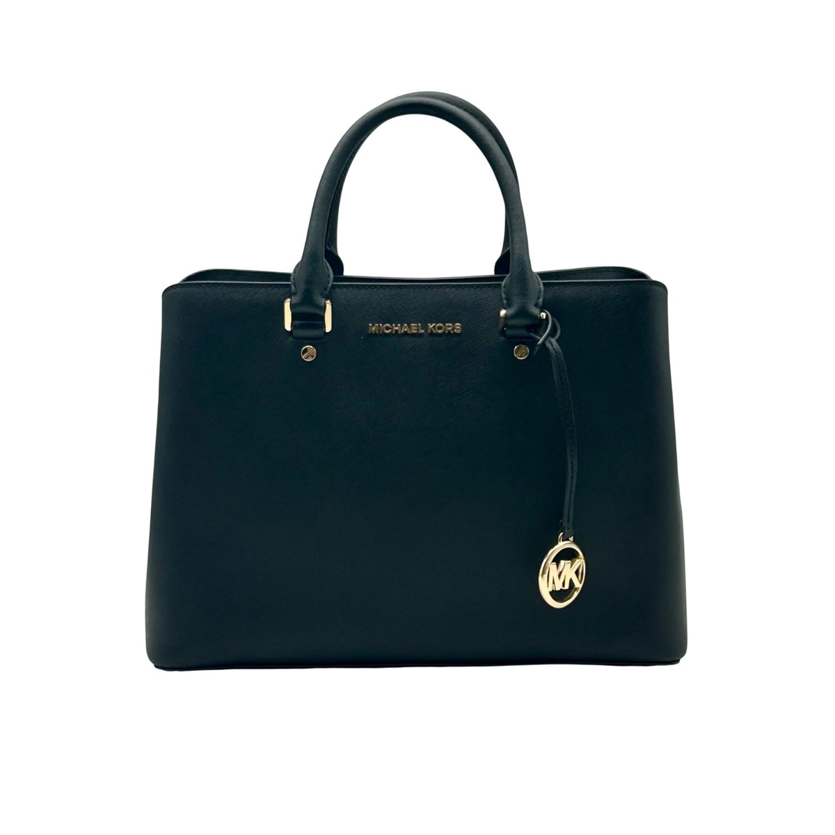 Michael Kors Black Saffiano Leather Middle Zip Savannah Convertible Tote
