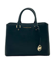 Michael Kors Black Saffiano Leather Middle Zip Savannah Convertible Tote