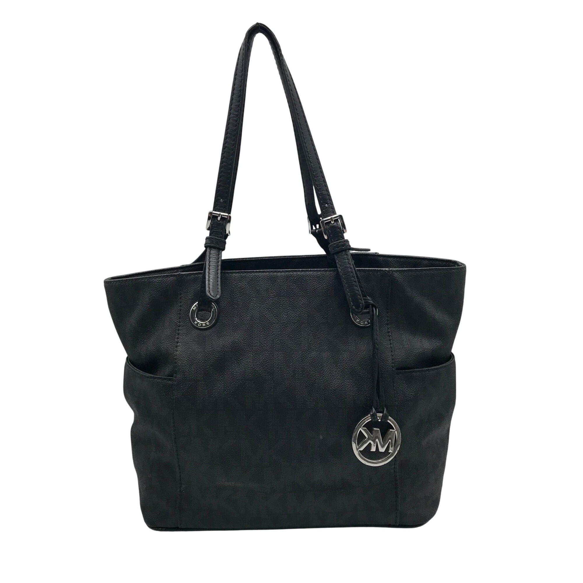 Michael Kors Black Signature Monogram Coated Canvas Tote Bag