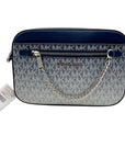Michael Kors Blue Coated Canvas Jet Set Large Crossbody Bag