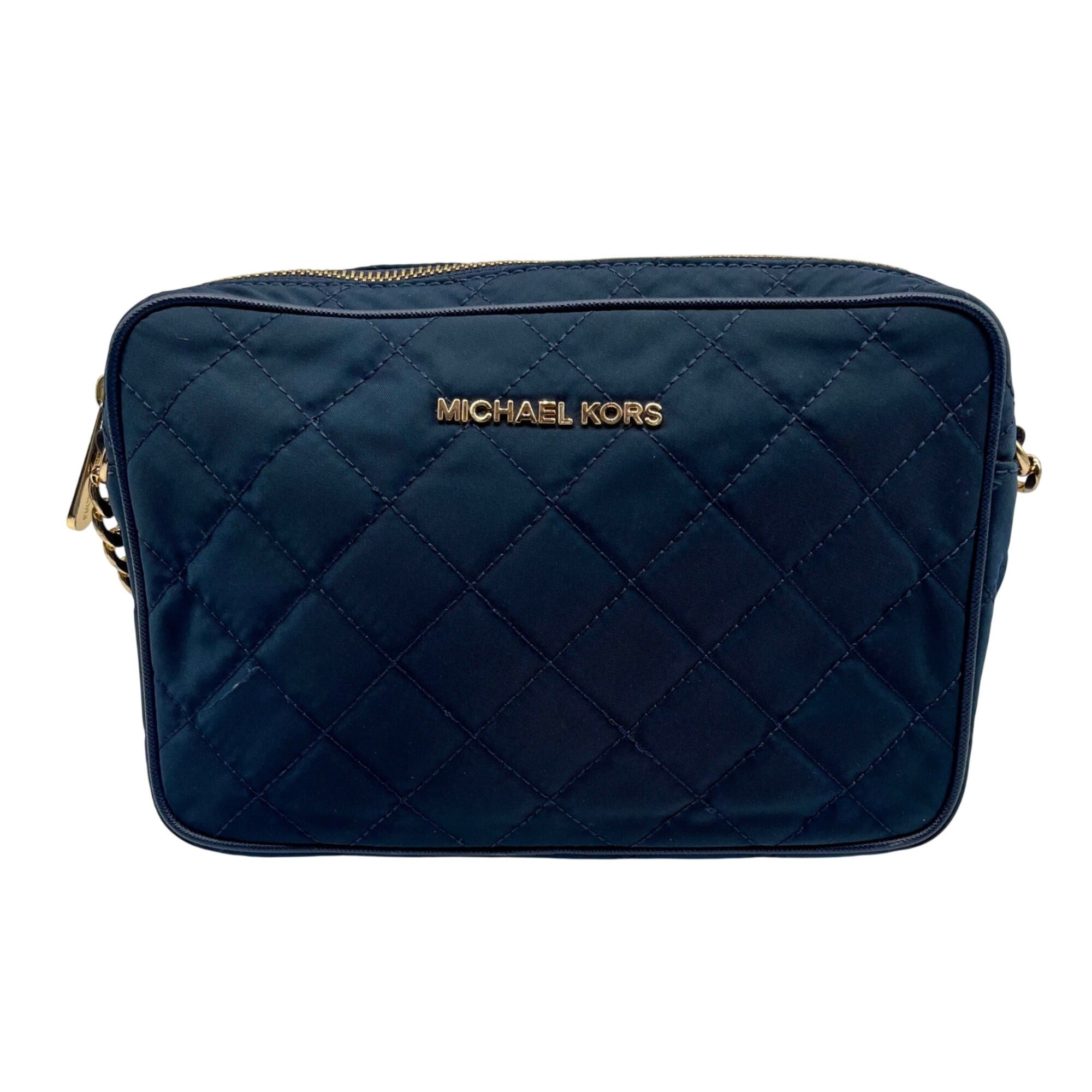 Michael Kors Blue Quilted Nylon Crossbody Bag