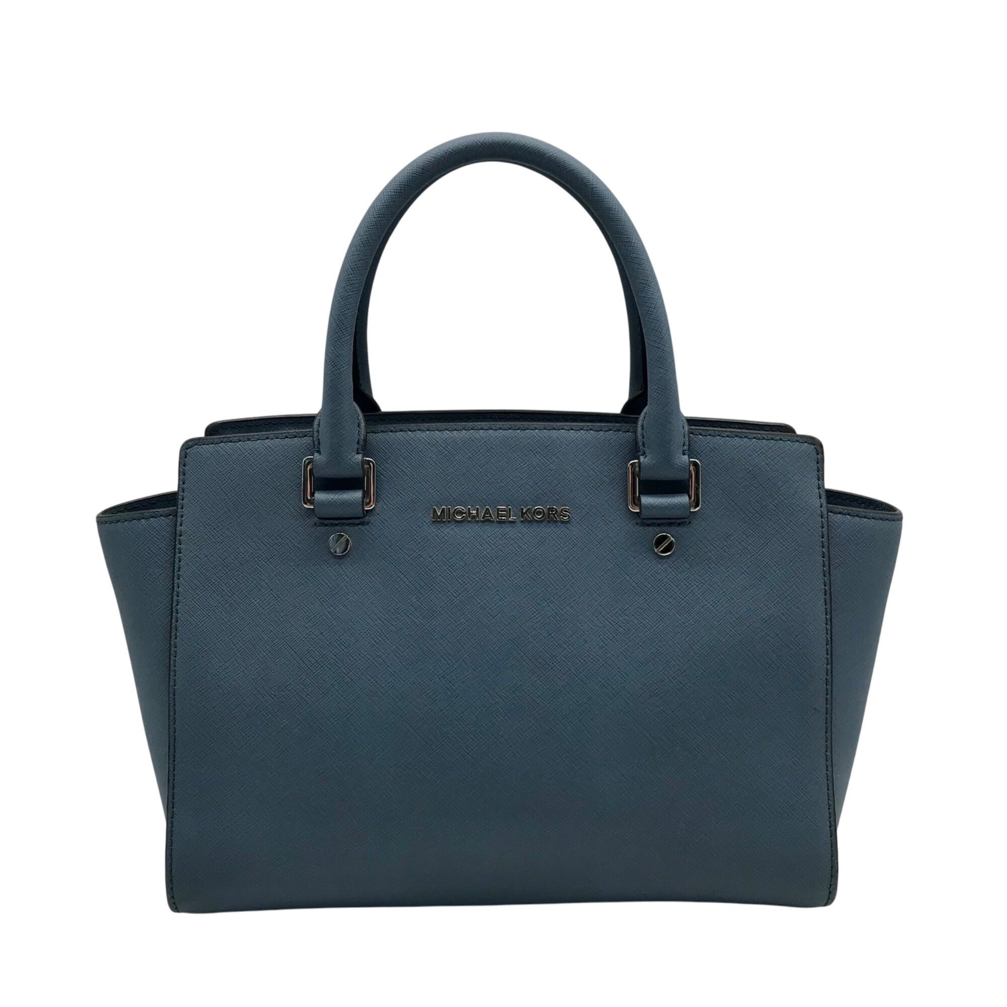 Michael Kors Blue Saffiano Leather Selma Satchel